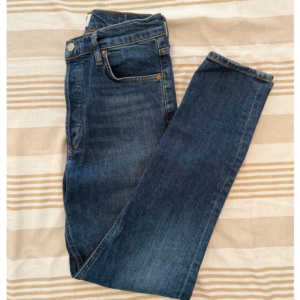Agolde | Nico high hise slim crop in indigo blue wash denim jeans | size 27